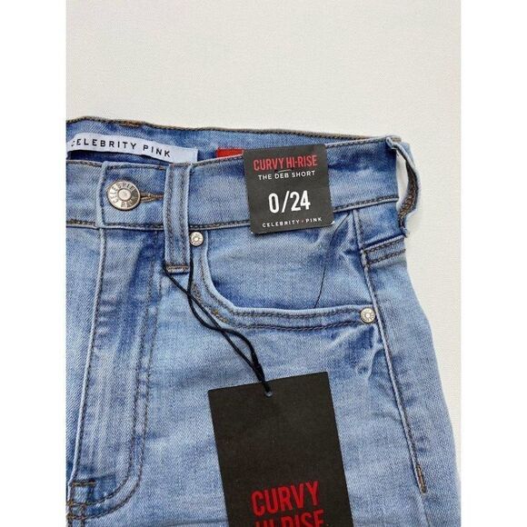 Celebrity Pink Curvy Fit Jean Shorts 0 Light Blue‎ Juniors' Cuffed Stretch Faded - Picture 3 of 11